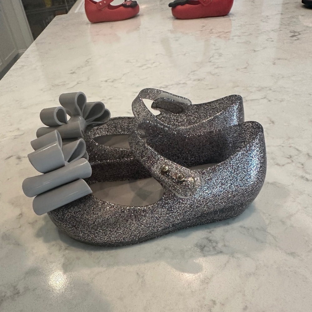 Mini Melissa Glittery Silver Kids Shoes